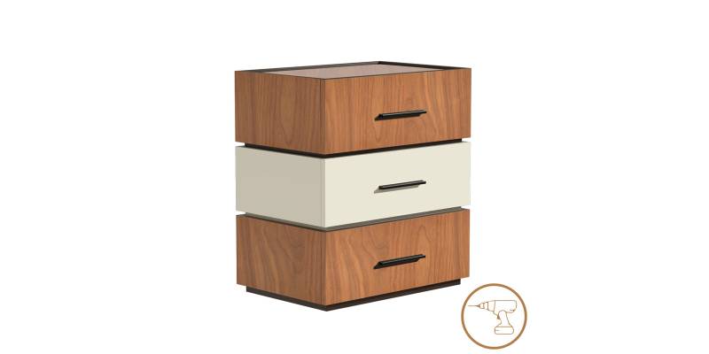 Κομοδίνο Sonlen pakoworld mdf σε καρυδί-μπεζ απόχρωση 60x40x66εκ