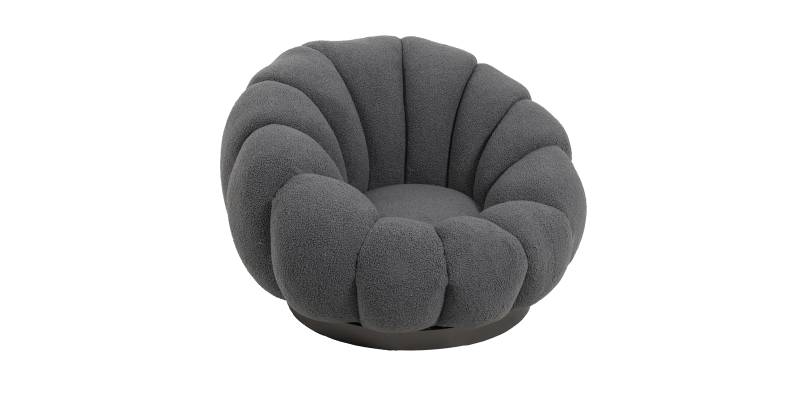 Πολυθρόνα περιστρεφόμενη Nester pakoworld μπουκλέ ύφασμα σε γκρι απόχρωση 98x97x69εκ