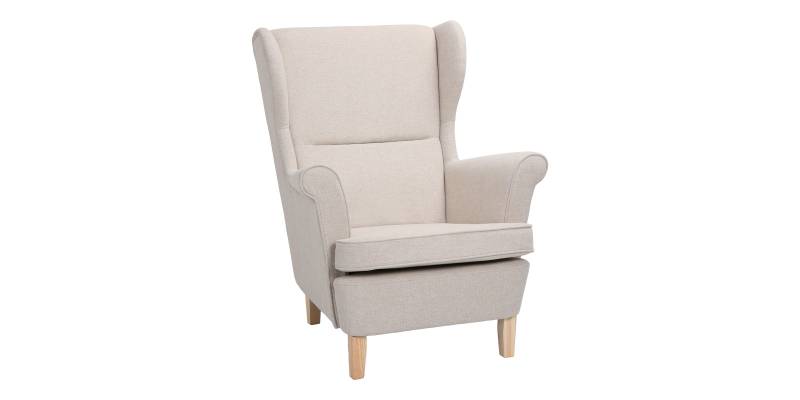 Πολυθρόνα - μπερζέρα Malei pakoworld ύφασμα σε κρεμ απόχρωση-ξύλινα πόδια 85x93x100εκ