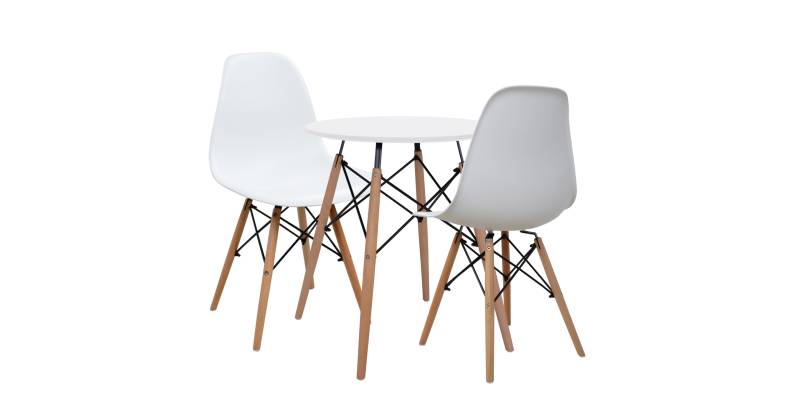 ΣΕΤ 3TMX ΤΡΑΠΕΖΑΡΙΑΣ ΛΕΥΚΟ ΤΡΑΠΕΖΙ Φ60 & 2 ΚΑΡΕΚΛΕΣ HM10297