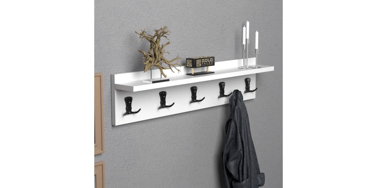 Κρεμάστρα Mec pakoworld μελαμίνη σε λευκή απόχρωση 80x9.5x18εκ