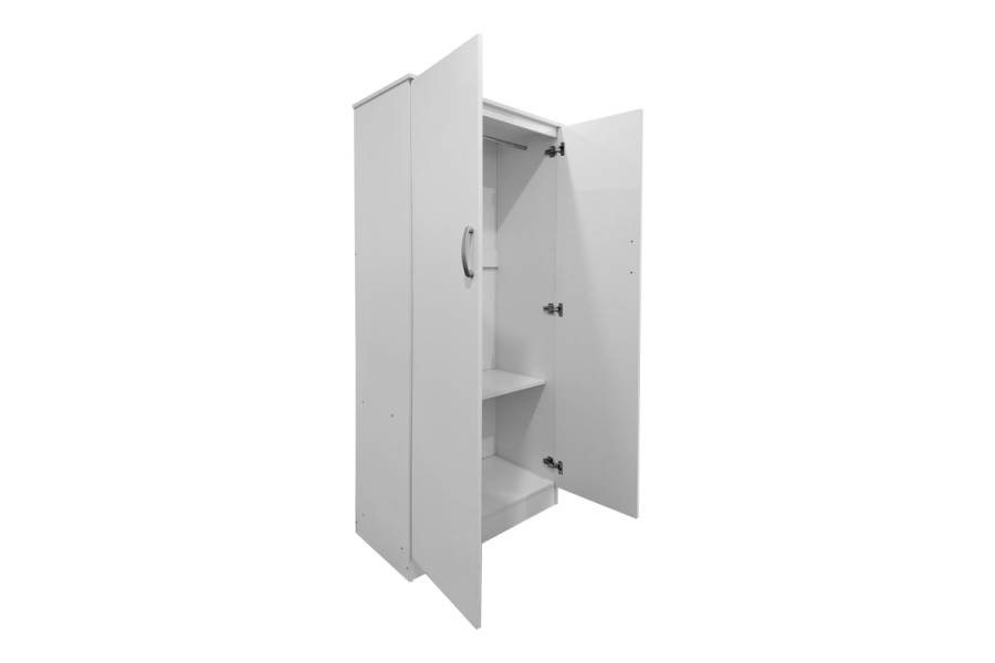 Ντουλάπα δίφυλλη Athos pakoworld σε λευκή απόχρωση 80x42x180εκ