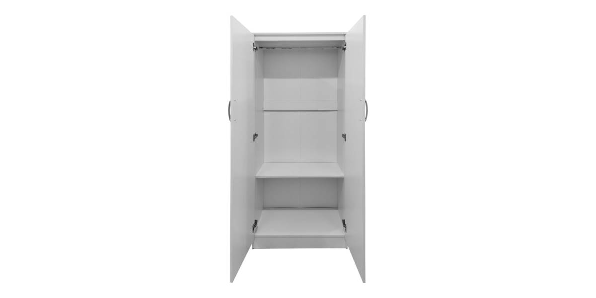 Ντουλάπα δίφυλλη Athos pakoworld σε λευκή απόχρωση 80x42x180εκ