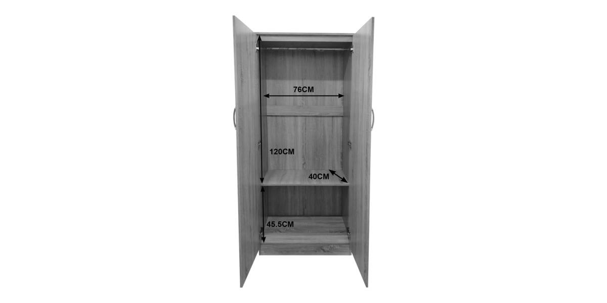 Ντουλάπα δίφυλλη Athos pakoworld σε λευκή απόχρωση 80x42x180εκ