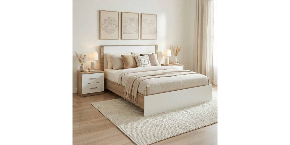 Σετ Κρεβατοκάμαρας Athos Sonoma Λευκό με Κρεβάτι 140x200εκ Σετ 3τεμ