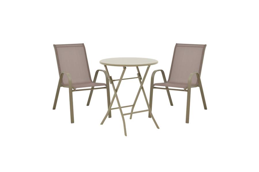 Τραπεζαρία Albero-Calan pakoworld 3τεμ μέταλλο σε σαμπανιζέ απόχρωση Φ60x70εκ