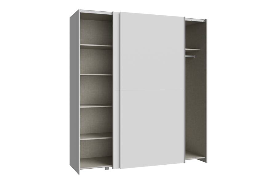 Ντουλάπα ρούχων Noez I pakoworld δίφυλλη με ράφια σε λευκή απόχρωση 170.5x61x190.5εκ