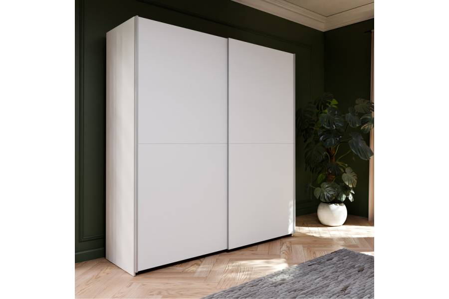Ντουλάπα ρούχων Noez I pakoworld δίφυλλη με ράφια σε λευκή απόχρωση 170.5x61x190.5εκ