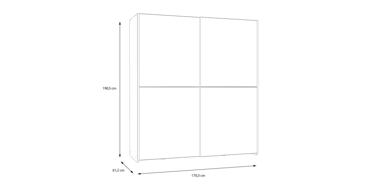 Ντουλάπα ρούχων Noez I pakoworld δίφυλλη με ράφια σε λευκή απόχρωση 170.5x61x190.5εκ