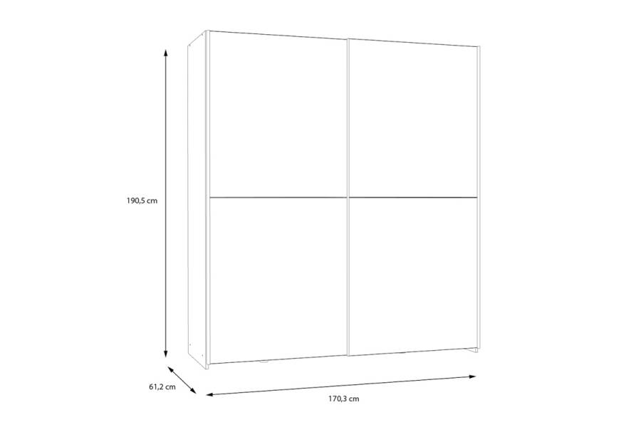 Ντουλάπα ρούχων Noez I pakoworld δίφυλλη με ράφια σε λευκή απόχρωση 170.5x61x190.5εκ
