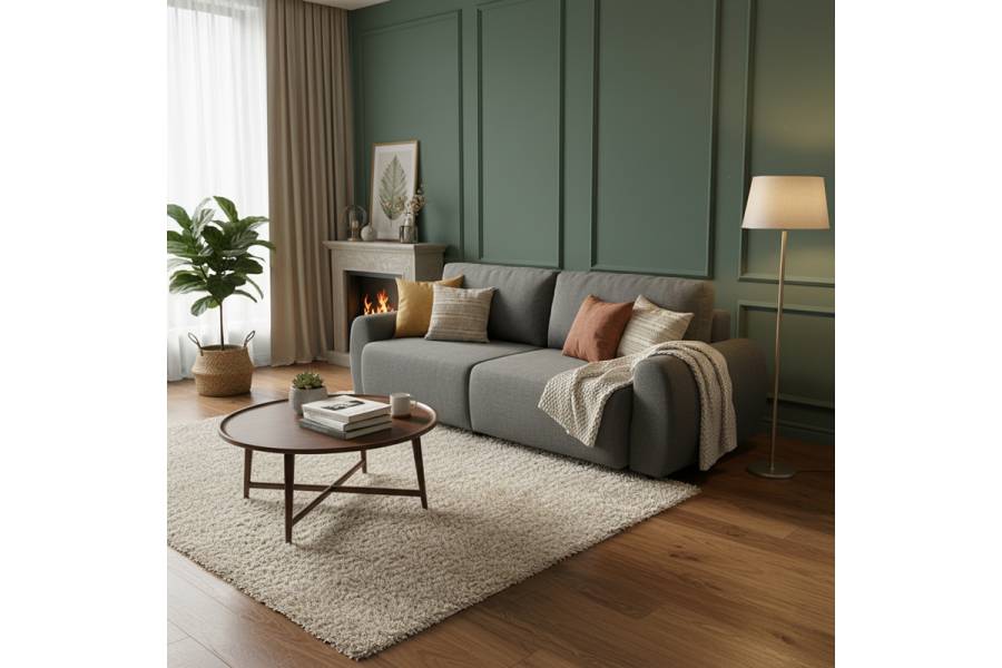 Kαναπές-κρεβάτι τριθέσιος Hungie pakoworld υφασμα γκρι 250x92x89εκ