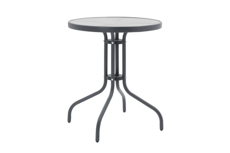 Τραπέζι Watson pakoworld μέταλλο ανθρακί-γυαλί Φ60x70εκ