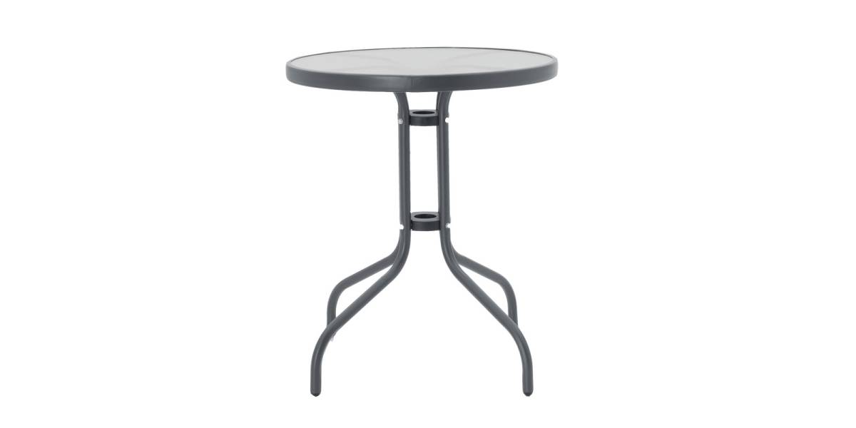 Τραπέζι Watson pakoworld μέταλλο ανθρακί-γυαλί Φ60x70εκ