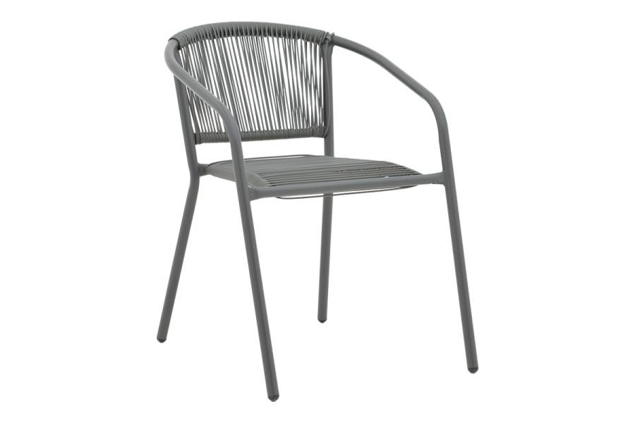 Tραπεζαρία Watson-Lindaria pakoworld σετ 3τεμ μέταλλο ανθρακί-γυαλί Φ60x70εκ