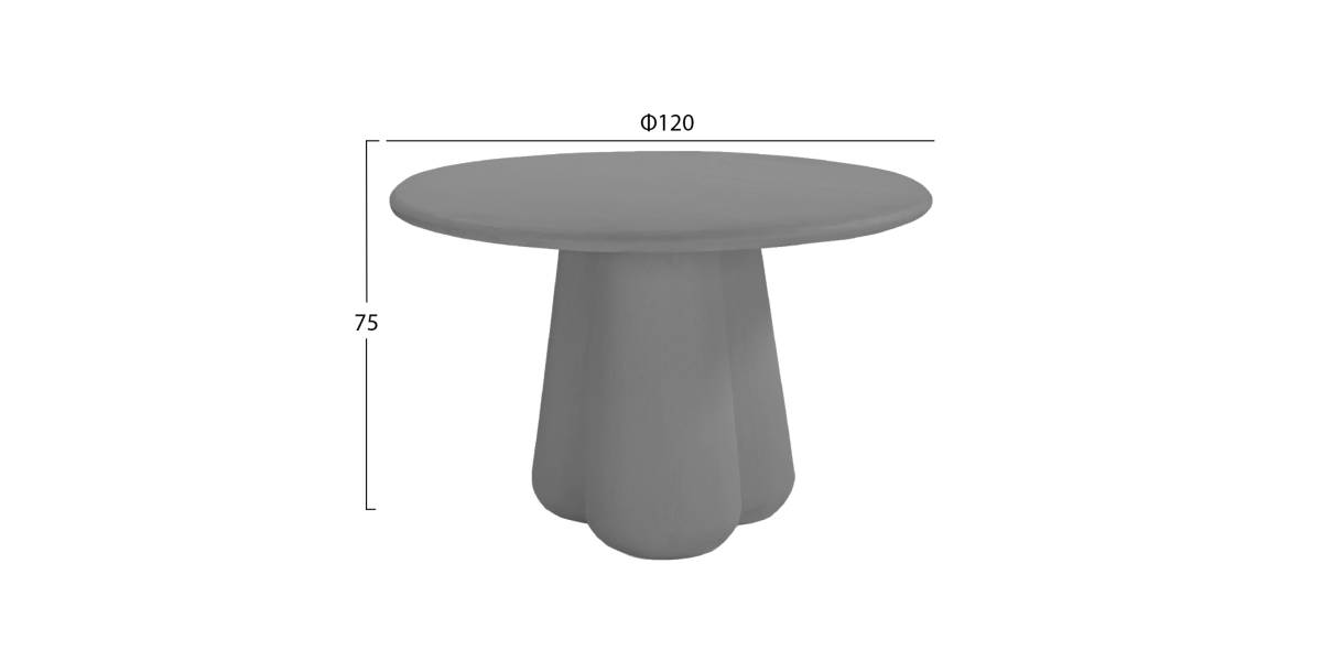 ΤΡΑΠΕΖΙ ΤΡΑΠΕΖΑΡΙΑΣ ΣΤΡΟΓΓΥΛΟ NAYU HM6583.01 ΓΚΡΙ FIBER CEMENT Φ120x75Υεκ