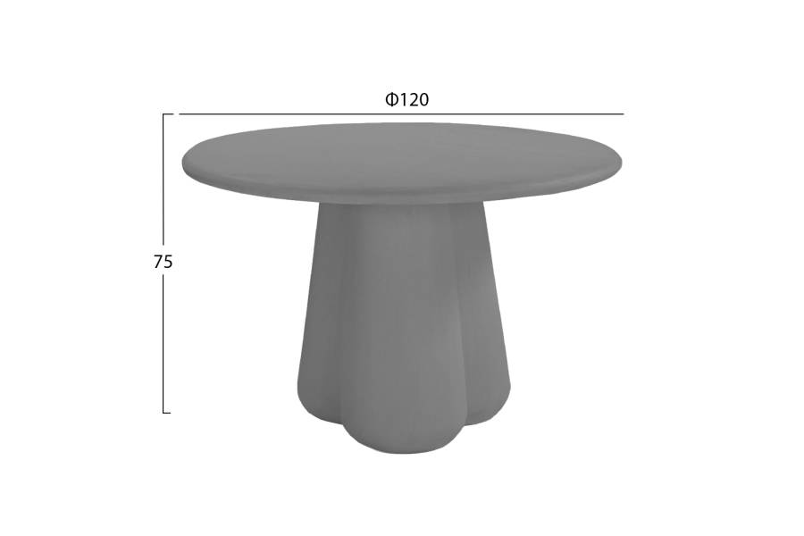 ΤΡΑΠΕΖΙ ΤΡΑΠΕΖΑΡΙΑΣ ΣΤΡΟΓΓΥΛΟ NAYU HM6583.01 ΓΚΡΙ FIBER CEMENT Φ120x75Υεκ