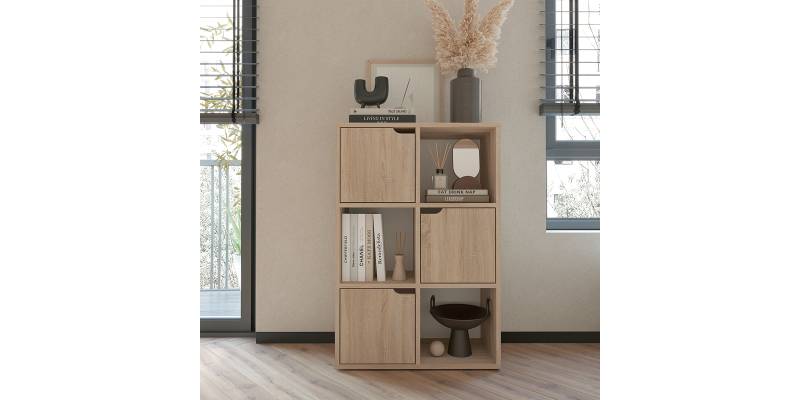 Βιβλιοθήκη Bookel pakoworld μελαμίνης σε sonoma απόχρωση 59.5x27.5x89εκ