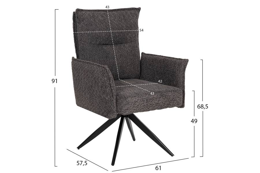 ΠΟΛΥΘΡΟΝΑ ΤΡΑΠΕΖΑΡΙΑΣ ZORIN HM9846.03 ΓΚΡΙ ΥΦΑΣΜΑ-ΜΑΥΡΑ ΜΕΤΑΛΛΙΚΑ ΠΟΔΙΑ 64x66x94,5Υεκ.