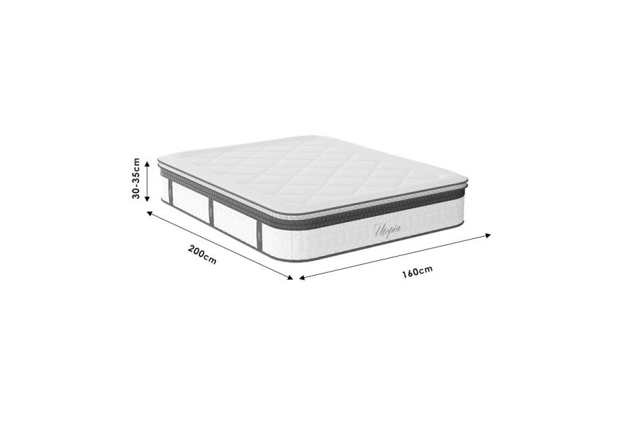 Στρώμα Utopia pakoworld pocket spring με ανώστρωμα 30-32cm 160x200εκ