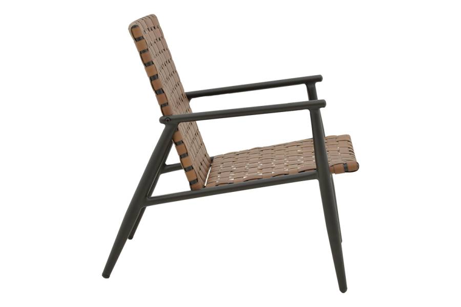 Πολυθρόνα Eamon pakoworld μαύρο αλουμίνιο και pe rattan σε καφέ απόχρωση 72.5x73.5x77εκ