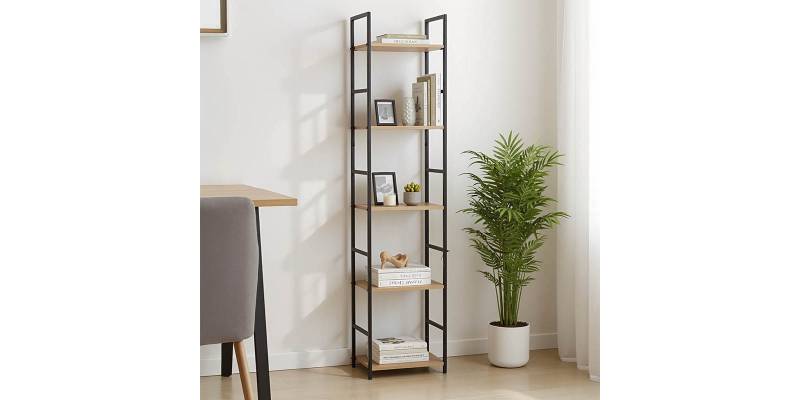 Βιβλιοθήκη Azuel pakoworld φυσικό-μαύρο μέταλλο 29x23.5x144εκ