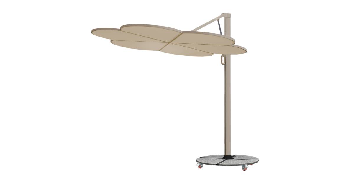 ΟΜΠΡΕΛΑ ΜΕ ΒΑΣΗ ΣΕΙΡΑ CANNOPY (flower) HM21286.01 ΑΛΟΥΜΙΝΙΟ-ΓΡΑΝΙΤΗΣ-ΜΟΛΥΒΙ ΧΡΩΜΑ 2,38x2,2μ