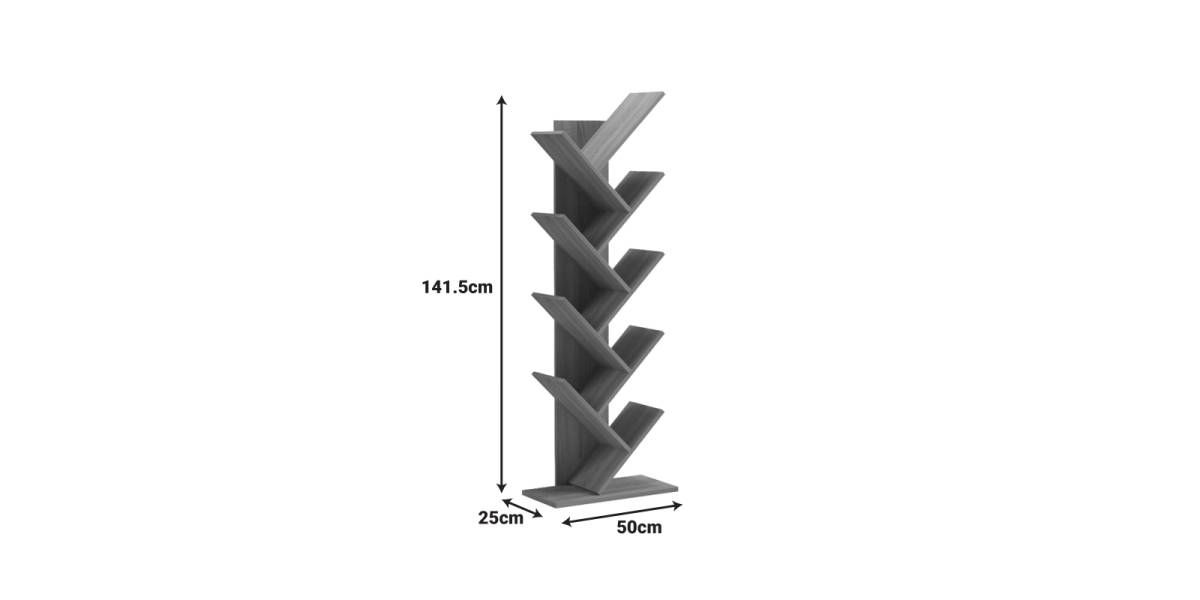 Βιβλιοθήκη Fyllo pakoworld ανθρακί 50x25x141.5εκ