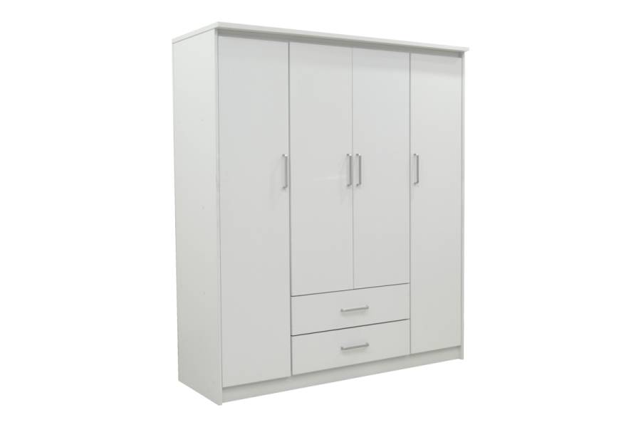 Ντουλάπα ρούχων τετράφυλλη Olympus pakoworld σε λευκή απόχρωση 159x57x183εκ