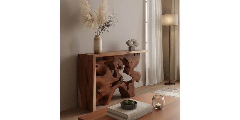 Κονσόλα Jako Inart teak ξύλο σε φυσική απόχρωση 120x40x80εκ