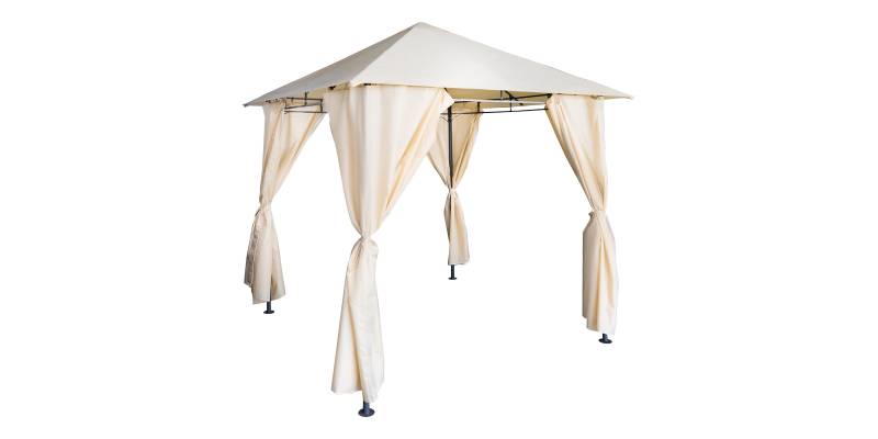 Κιόσκι Apex pakoworld σκελετός μαύρο μέταλλο-ύφασμα σε μπεζ απόχρωση 2.5x2.5 m