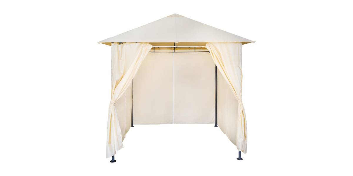 Κιόσκι Apex pakoworld σκελετός μαύρο μέταλλο-ύφασμα σε μπεζ απόχρωση 2.5x2.5 m