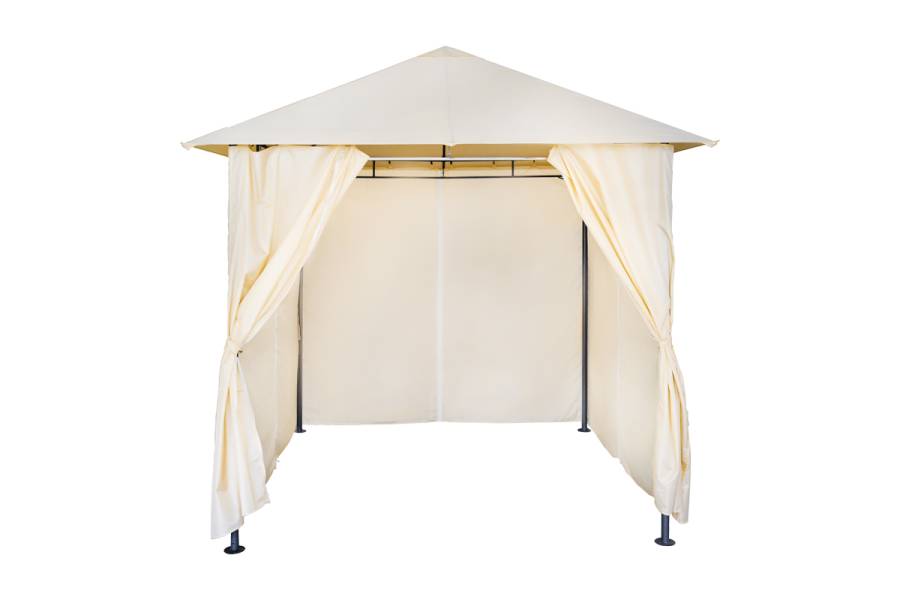 Κιόσκι Apex pakoworld σκελετός μαύρο μέταλλο-ύφασμα σε μπεζ απόχρωση 2.5x2.5 m