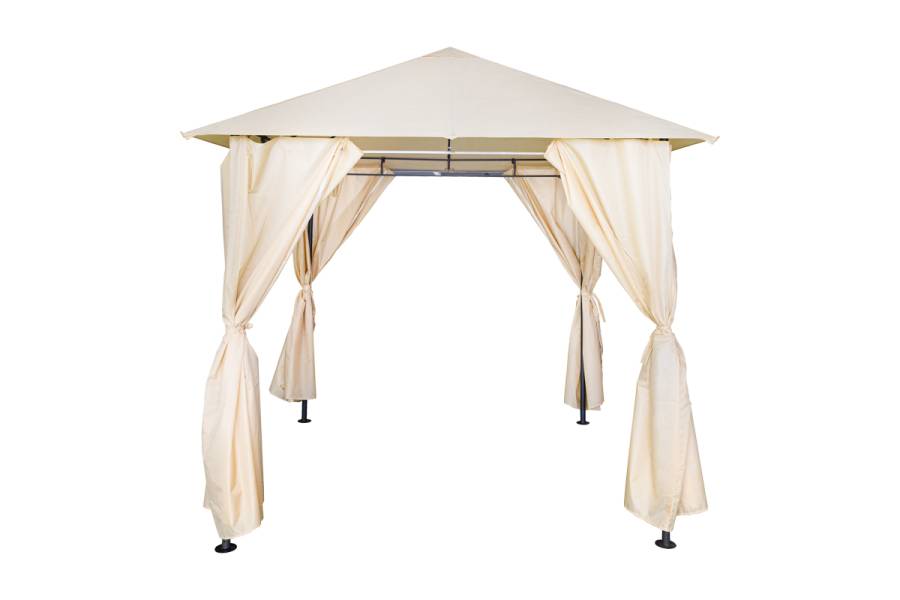 Κιόσκι Apex pakoworld σκελετός μαύρο μέταλλο-ύφασμα σε μπεζ απόχρωση 2.5x2.5 m