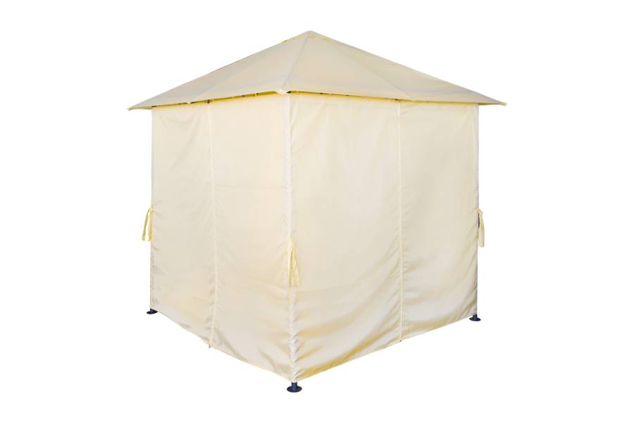 Κιόσκι Apex pakoworld σκελετός μαύρο μέταλλο-ύφασμα σε μπεζ απόχρωση 2.5x2.5 m