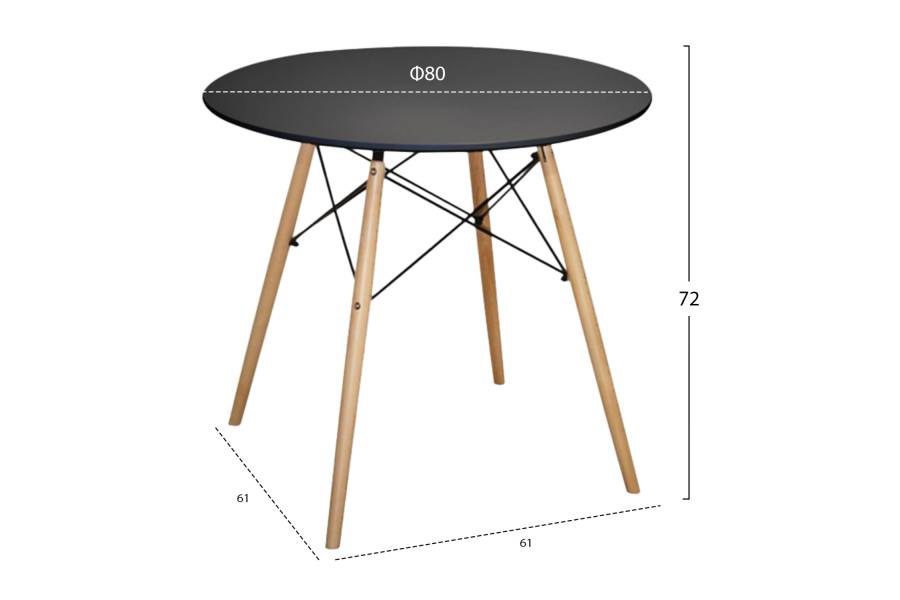 ΣΕΤ ΤΡΑΠΕΖΑΡΙΑΣ 3ΤΜΧ TWIST HM21373 ΣΤΡΟΓΓΥΛΟ ΤΡΑΠΕΖΙ Φ80 & 2 ΚΑΡΕΚΛΕΣ ΣΕ ΜΑΥΡΟ