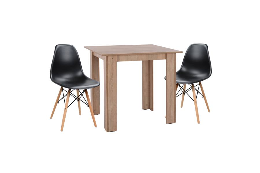 ΣΕΤ ΤΡΑΠΕΖΑΡΙΑΣ 3ΤΜΧ KELVIN HM21376 ΤΕΤΡΑΓΩΝΟ ΤΡΑΠΕΖΙ SONAMA OAK--2 ΚΑΡΕΚΛΕΣ ΜΑΥΡΕΣ