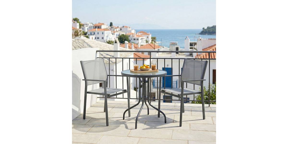 Τραπεζαρία Watson-Confidence A σετ 3τεμ pakoworld μέταλλο σε ανθρακί απόχρωση Φ60x70εκ