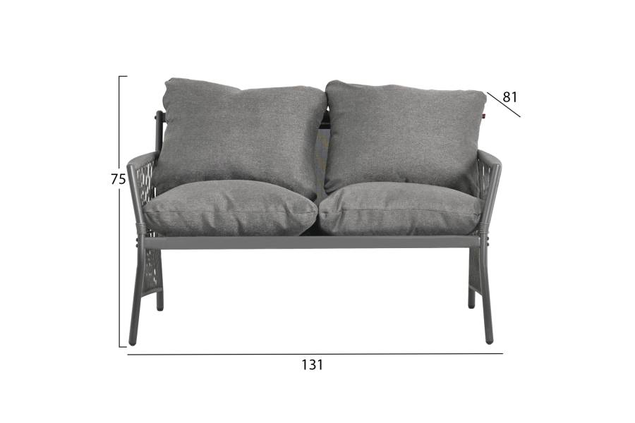 ΣΕΤ ΣΑΛΟΝΙ ΕΞ.ΧΩΡΟΥ 4 ΘΕΣΕΩΝ DEANDRA HM6507.01 ΜΕΤΑΛΛΟ & ΜΑΞΙΛΑΡΙΑ ΣΕ ΓΚΡΙ