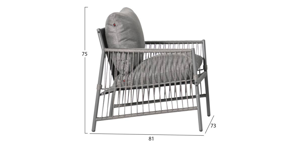 ΣΕΤ ΣΑΛΟΝΙ ΕΞ.ΧΩΡΟΥ 4 ΘΕΣΕΩΝ DEANDRA HM6507.01 ΜΕΤΑΛΛΟ & ΜΑΞΙΛΑΡΙΑ ΣΕ ΓΚΡΙ