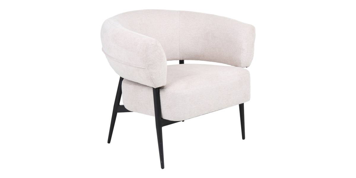 Πολυθρόνα Penfel pakoworld ύφασμα σε κρεμ απόχρωση με πόδι μαύρο μέταλλο 85x72x73εκ