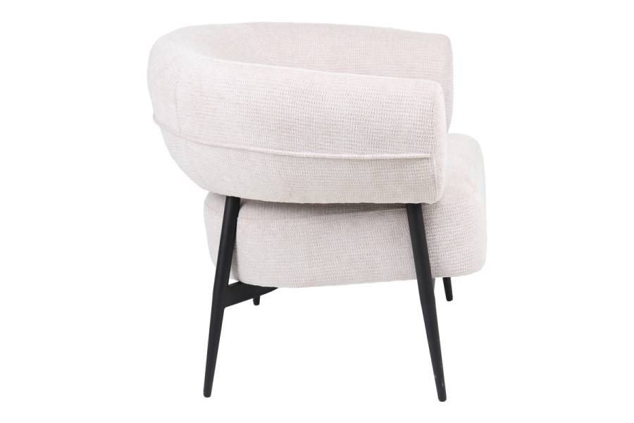 Πολυθρόνα Penfel pakoworld ύφασμα σε κρεμ απόχρωση με πόδι μαύρο μέταλλο 85x72x73εκ