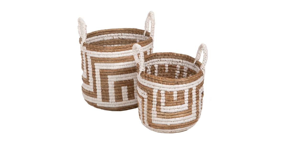 ΣΕΤ ΔΙΑΚΟΣΜΗΤΙΚΑ ΚΑΛΑΘΙΑ HM7846.01 ΑΠΟ MENDONG GRASS ΣΕ ΛΕΥΚΟ-ΦΥΣΙΚΟ Φ36x32-40Yεκ.