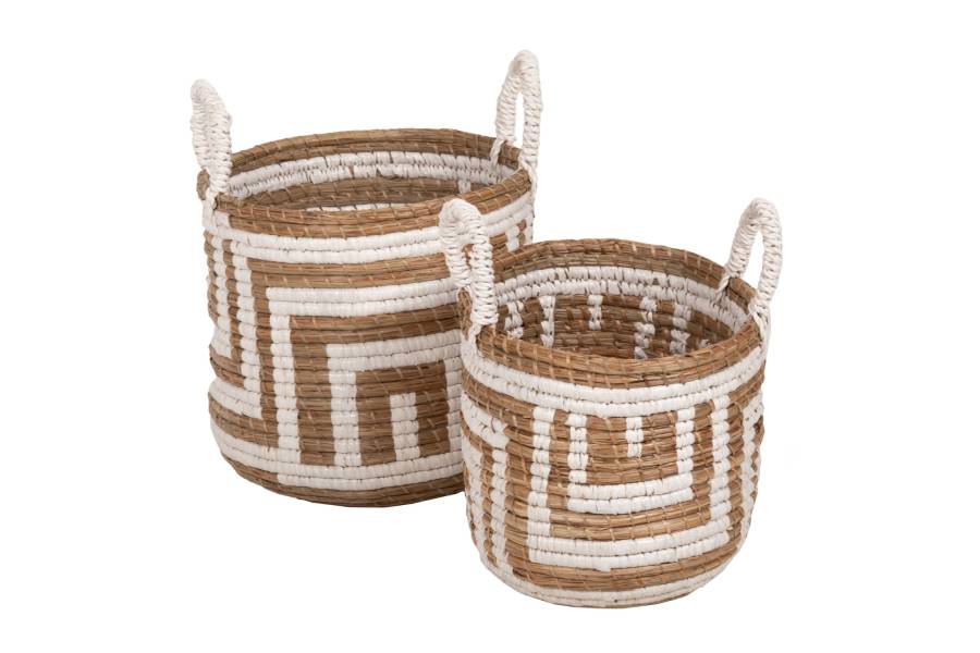 ΣΕΤ ΔΙΑΚΟΣΜΗΤΙΚΑ ΚΑΛΑΘΙΑ HM7846.01 ΑΠΟ MENDONG GRASS ΣΕ ΛΕΥΚΟ-ΦΥΣΙΚΟ Φ36x32-40Yεκ.