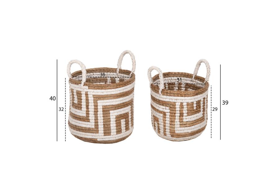 ΣΕΤ ΔΙΑΚΟΣΜΗΤΙΚΑ ΚΑΛΑΘΙΑ HM7846.01 ΑΠΟ MENDONG GRASS ΣΕ ΛΕΥΚΟ-ΦΥΣΙΚΟ Φ36x32-40Yεκ.