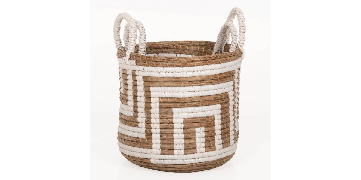 ΣΕΤ ΔΙΑΚΟΣΜΗΤΙΚΑ ΚΑΛΑΘΙΑ HM7846.01 ΑΠΟ MENDONG GRASS ΣΕ ΛΕΥΚΟ-ΦΥΣΙΚΟ Φ36x32-40Yεκ.