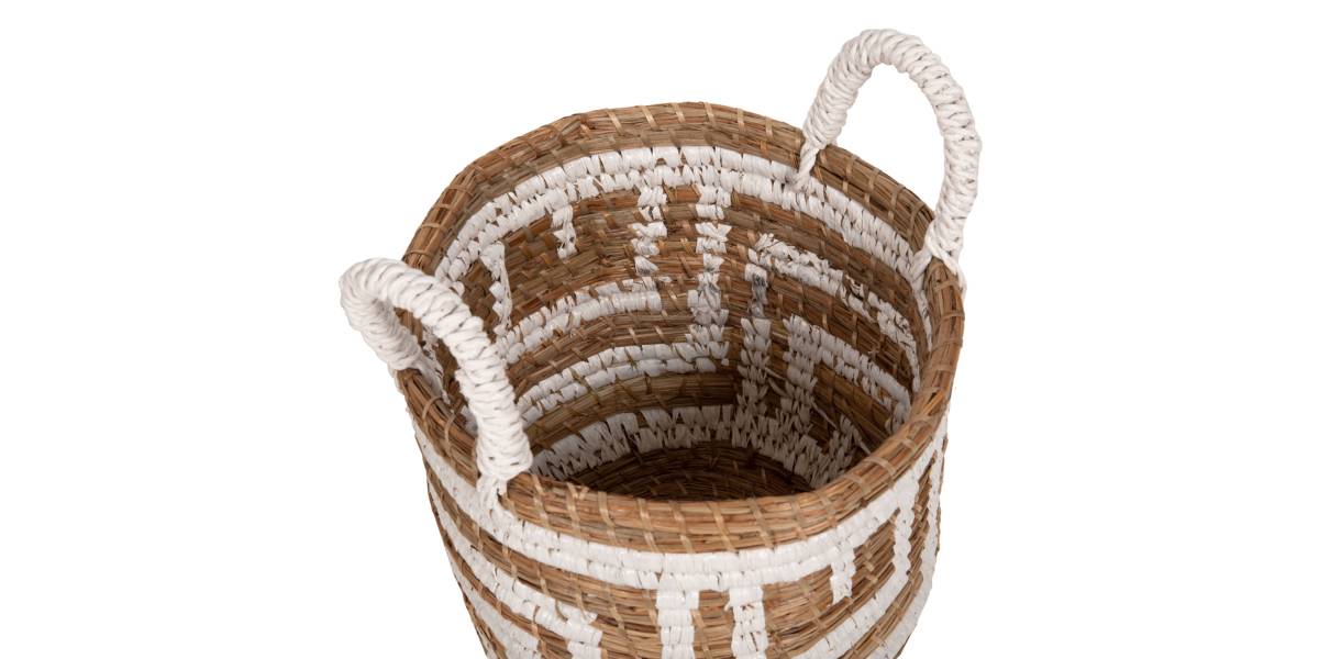 ΣΕΤ ΔΙΑΚΟΣΜΗΤΙΚΑ ΚΑΛΑΘΙΑ HM7846.01 ΑΠΟ MENDONG GRASS ΣΕ ΛΕΥΚΟ-ΦΥΣΙΚΟ Φ36x32-40Yεκ.