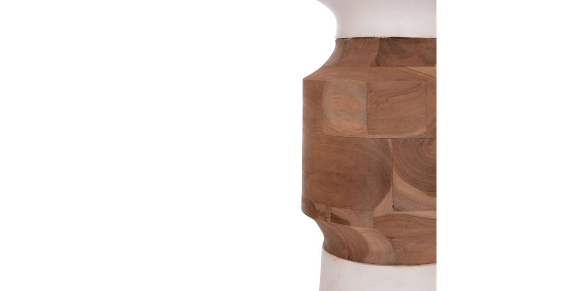 ΔΙΑΚΟΣΜΗΤΙΚΟ ΒΑΖΟ ΔΑΠΕΔΟΥ NEBULA HM4661.02 FIBER CEMENT ΛΕΥΚΟ--ΞΥΛΟ ΤΕΑΚ Φ60x115Υεκ.