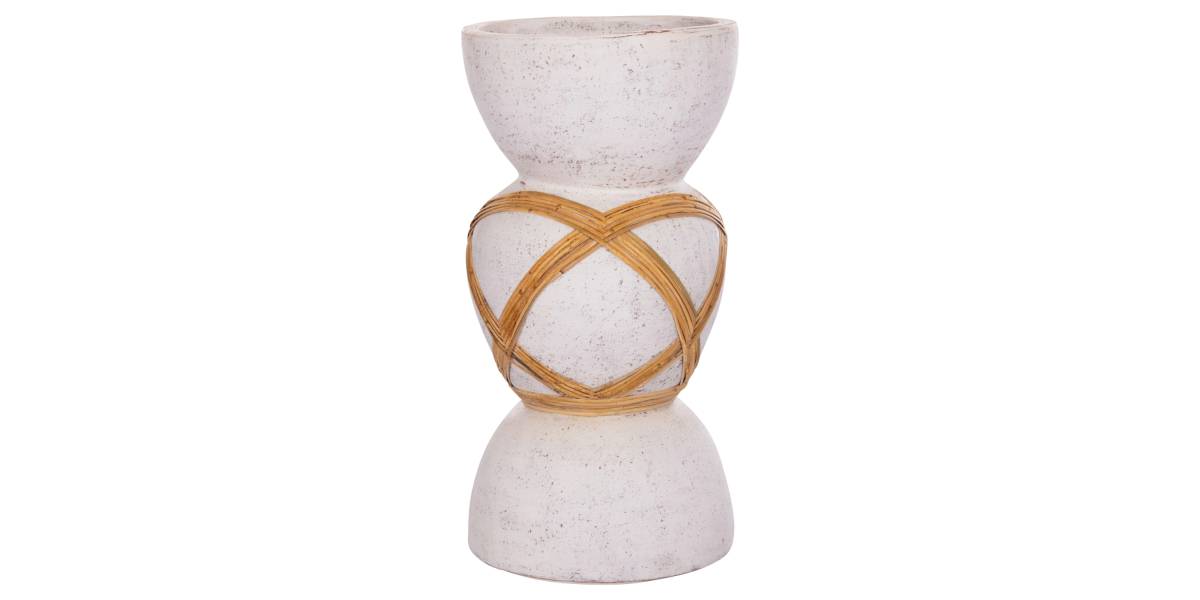 ΔΙΑΚΟΣΜΗΤΙΚΟ ΒΑΖΟ ΔΑΠΕΔΟΥ MAYNARD HM4672.02L TERRACOTTA ΛΕΥΚΟ--RATTAN Φ32x62.5Υεκ.