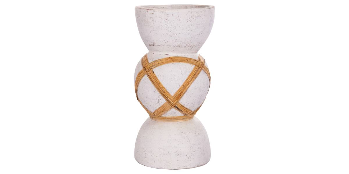 ΔΙΑΚΟΣΜΗΤΙΚΟ ΒΑΖΟ ΔΑΠΕΔΟΥ MAYNARD HM4672.02L TERRACOTTA ΛΕΥΚΟ--RATTAN Φ32x62.5Υεκ.