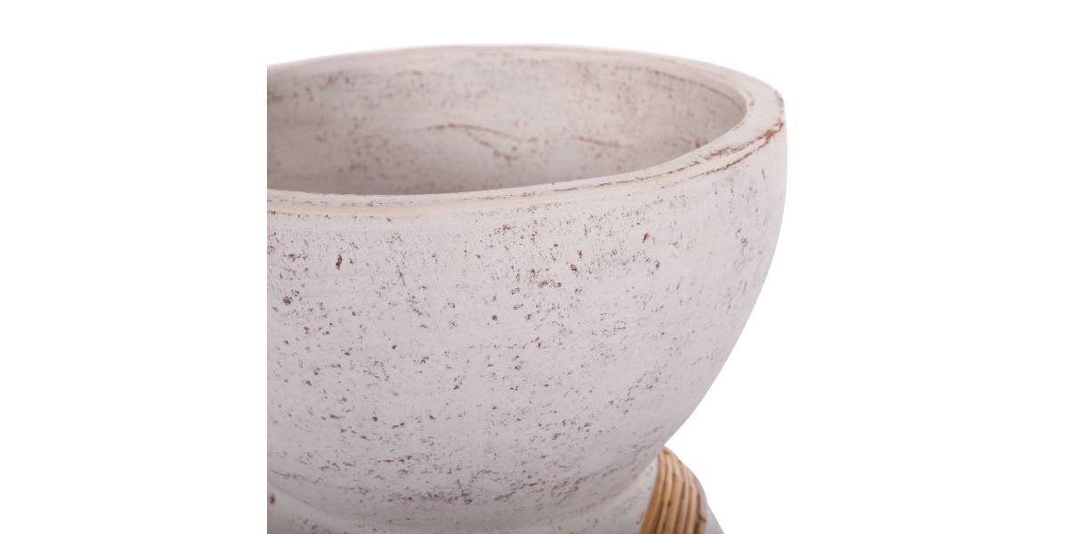 ΔΙΑΚΟΣΜΗΤΙΚΟ ΒΑΖΟ ΔΑΠΕΔΟΥ MAYNARD HM4672.02L TERRACOTTA ΛΕΥΚΟ--RATTAN Φ32x62.5Υεκ.